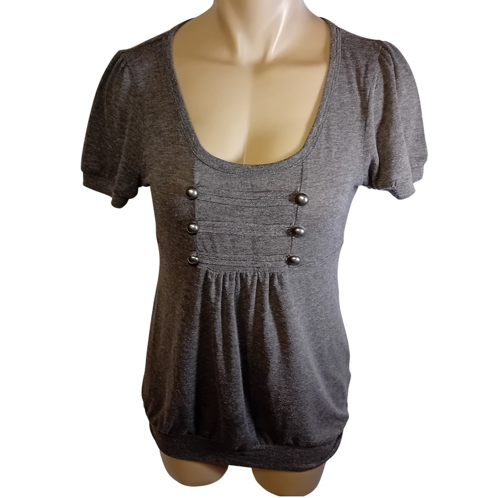 Y2K Papaya Button Pintuck Ringleader Blouse Top Black Parade Emo Streetwear L